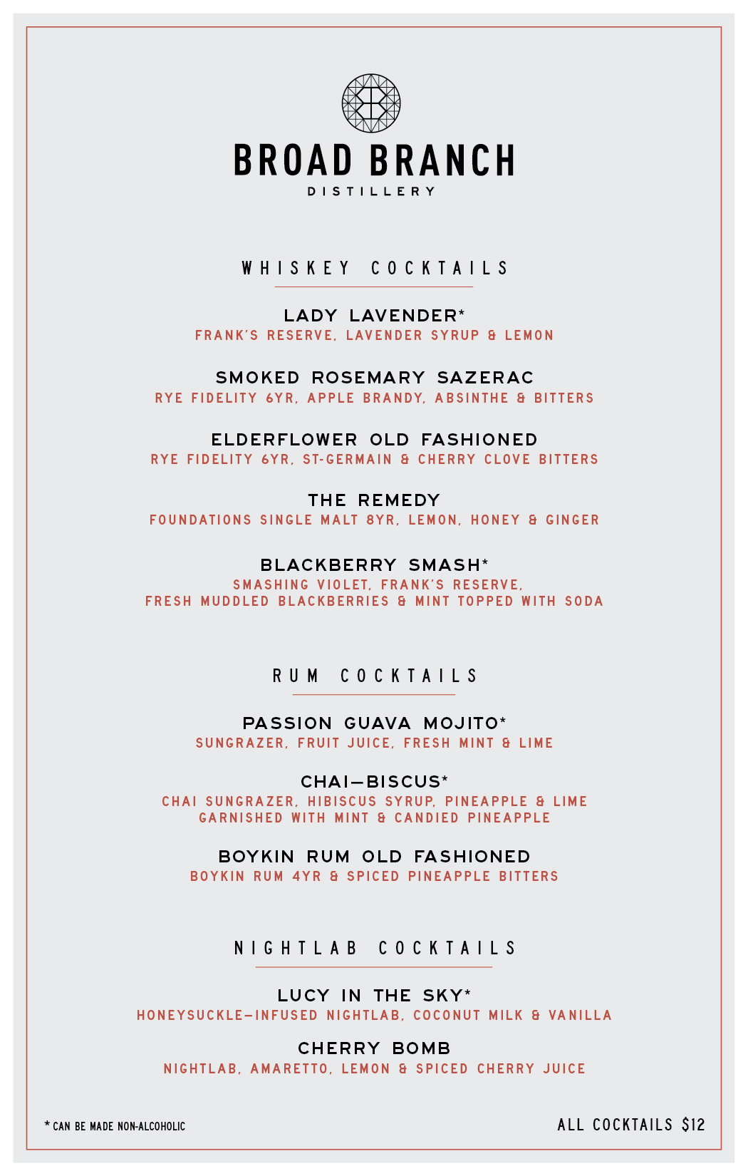 Spring Cocktail Menu – Broad Branch Distillery